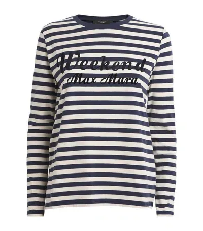 Weekend Max Mara Stretch-cotton Striped T-shirt In White