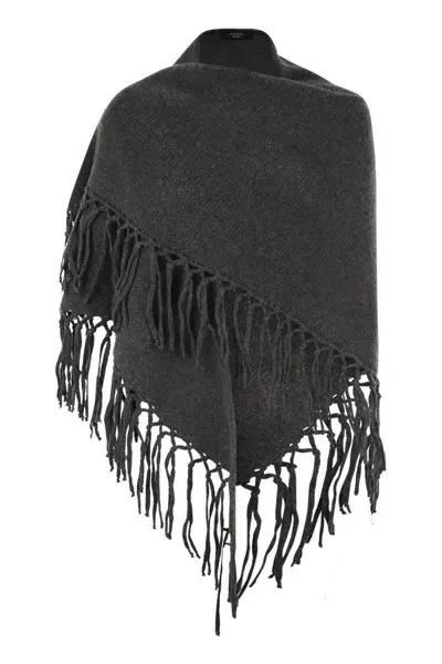 Weekend Max Mara Tornado Fringed Edge Shawl In Grey