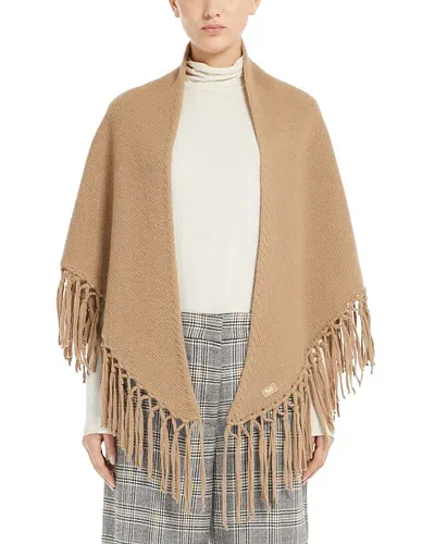 Weekend Max Mara Tornado Wool Shawl In Camel