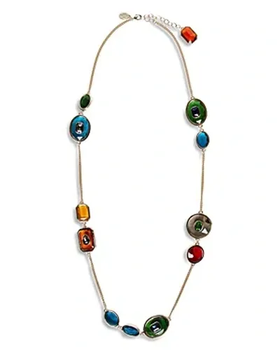 Weekend Max Mara Vasaio Fit Multicolor Stone Strand Necklace In Multi/gold