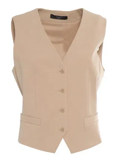 Weekend Max Mara Gilet Aria In Jersey In Brown