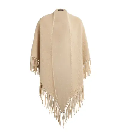 Weekend Max Mara Virgin Wool Fringed Shawl In Neutral