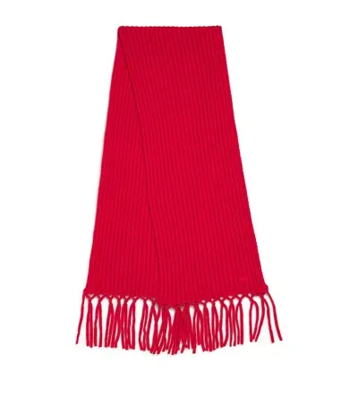 Weekend Max Mara Virgin Wool Rib-knit Scarf In Red