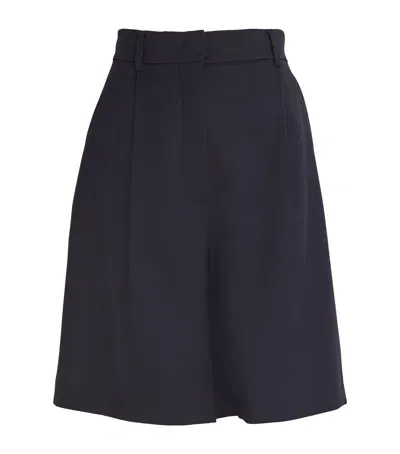 Weekend Max Mara Virgin Wool Tailored Shorts In Blue