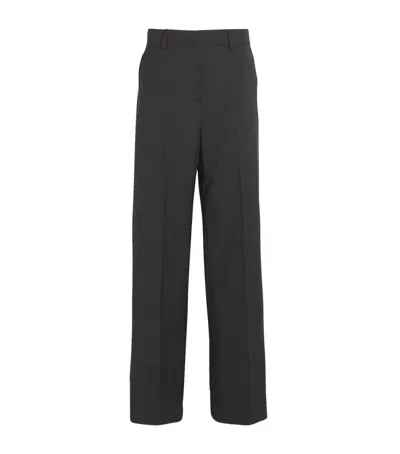 Weekend Max Mara Virgin Wool Wide-leg Trousers In Black