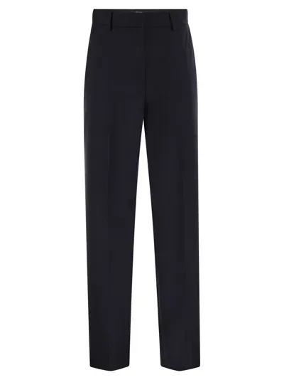 Weekend Max Mara Visivo Wool Canvas Palazzo Trousers In Blue