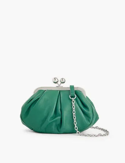 Weekend Max Mara Womens Emerald Pasticcino Leather Clutch Bag In Green