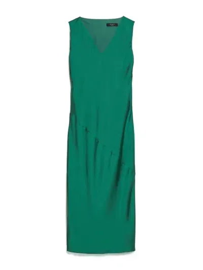 Weekend Max Mara Giubba Sleeveless Satin Midi Dress In Green