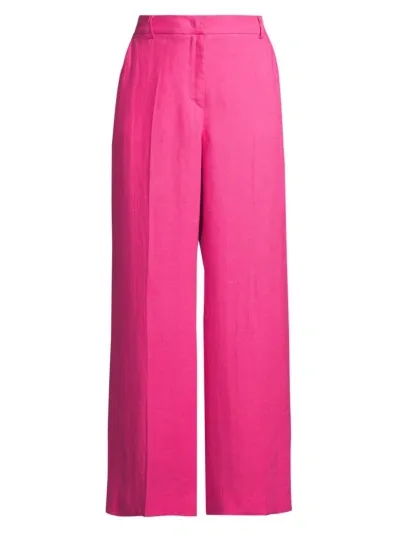 Weekend Max Mara Malizia Linen Canvas Wide Pants In Fuchsia