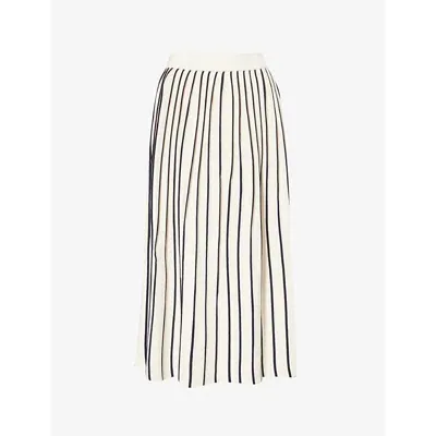 Weekend Max Mara Womens Vy Stripe-print Knitted Midi Skirt In White/blue