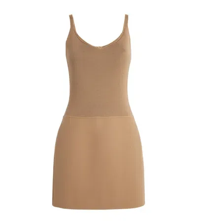 Weekend Max Mara Wool Contrast Mini Dress In Beige