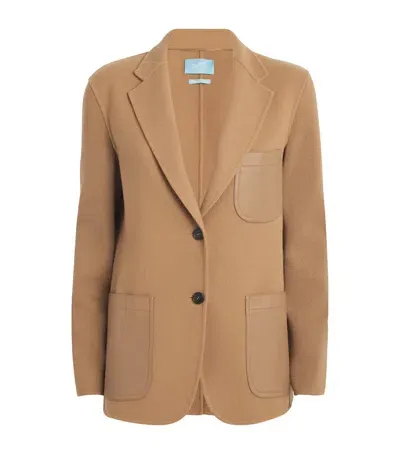 Weekend Max Mara Wool Knitted Patch-pocket Blazer In Beige