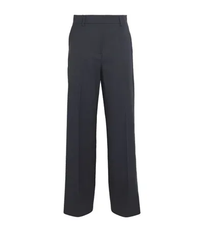 Weekend Max Mara Wool Wide-leg Trousers In Blue