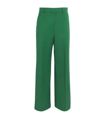 Weekend Max Mara Wool Wide-leg Trousers In Green