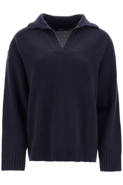 Weekend Max Mara Woolen Polo Pullover In Blue