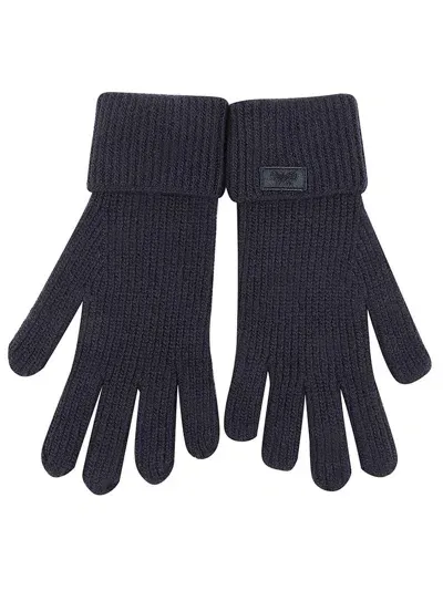 Weekend Max Mara Zamia Logo Embroidered Gloves In Blue