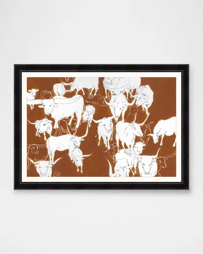 Wendover Art Group Longhorn Round Up Framed Giclee Wall Art In Brown