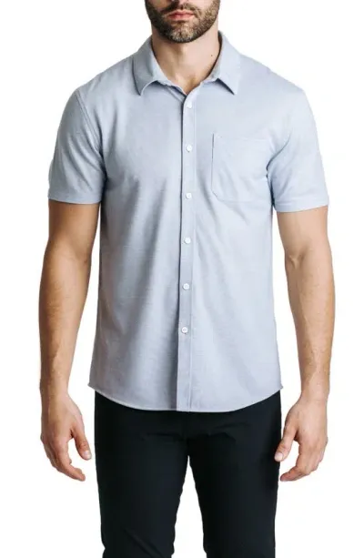 Western Rise Limitless Short Sleeve Merino Wool Blend Button-up Shirt In Glacier