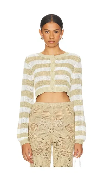 Weworewhat Beach Cardigan In Pale Gold & Off White