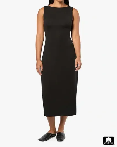 Weworewhat Boat Neck Midi Dress In Black