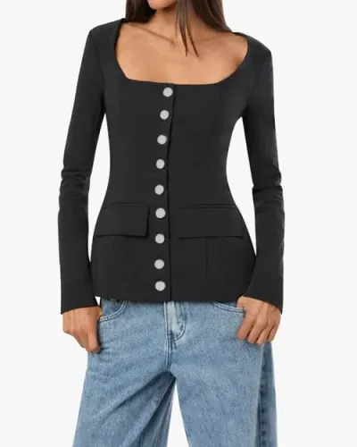 Weworewhat Boatneck Peplum Blazer In Black