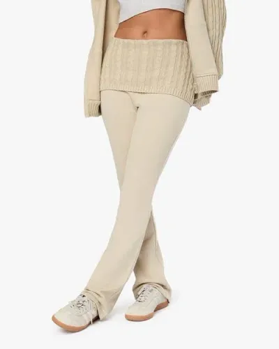 Weworewhat Cable Knit Roll Over Pant In Taupe