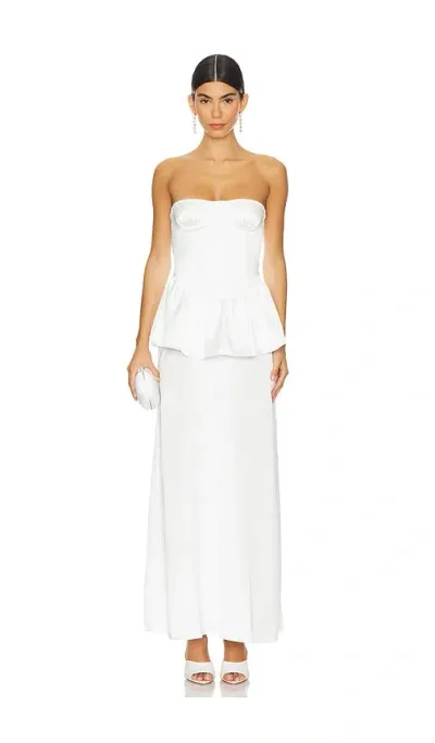 Weworewhat Corset Peplum Maxi Dress In White