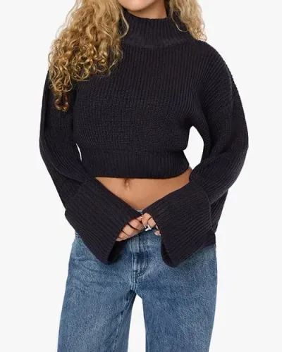 Weworewhat Cropped Turtle Neck Sweater In Navy