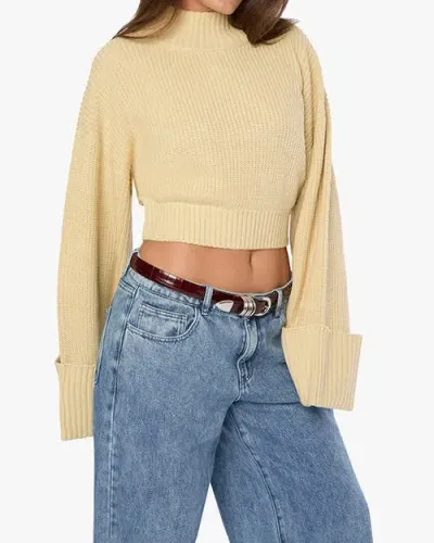 Weworewhat Cropped Turtle Neck Sweater In Wheat