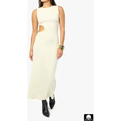 Weworewhat Cut Out Boat Neck Dress In Ivory