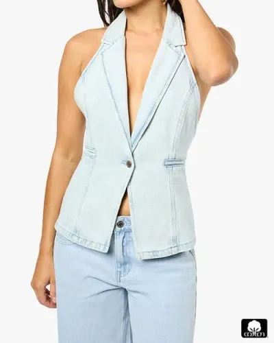 Weworewhat Denim Vest In Super Light