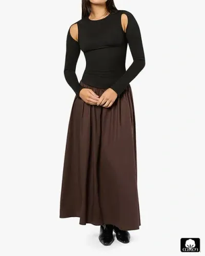 Weworewhat Drop Waist Maxi Dress In Black/brown