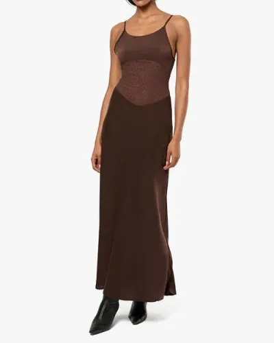 Weworewhat Lace Slip Maxi Dress In Brown