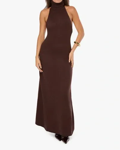 Weworewhat Open Back Halter Maxi Dress In Brown