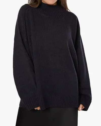 Weworewhat Oversized Funnel Neck Sweater In Navy