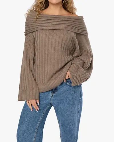 Weworewhat Oversized Off Shoulder Sweater In Stone