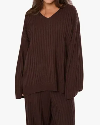 Weworewhat Oversized V Neck Sweater In Brown