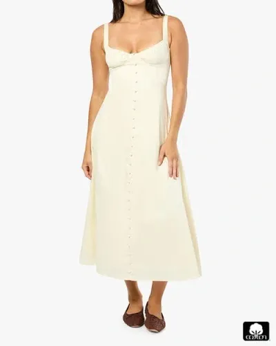 Weworewhat Ruched Cup Button Midi Dress In Ivory