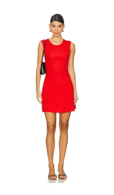 Weworewhat Ruched Muscle Tank Mini Dress In Red