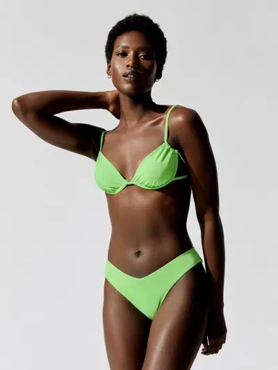 Weworewhat Ruched Underwire Bikini Top In Neon Green