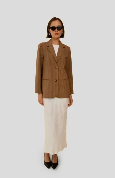 Whimsy + Row Parker Blazer In Tan Stripe