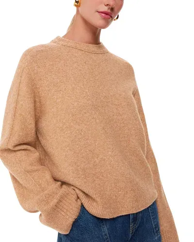 Whistles Alana Wool Blend Crewneck Sweater In Camel