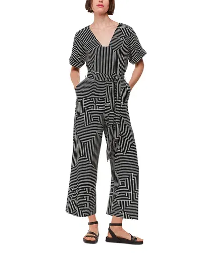 Whistles Angled Stripe Jumpsuit In Black/white