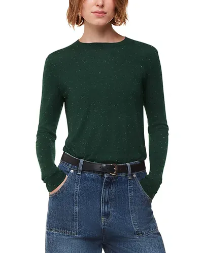 Whistles Annie Sparkle Crewneck Top In Dark Green