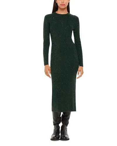 Whistles Annie Sparkle Knit Dress In Dark Green