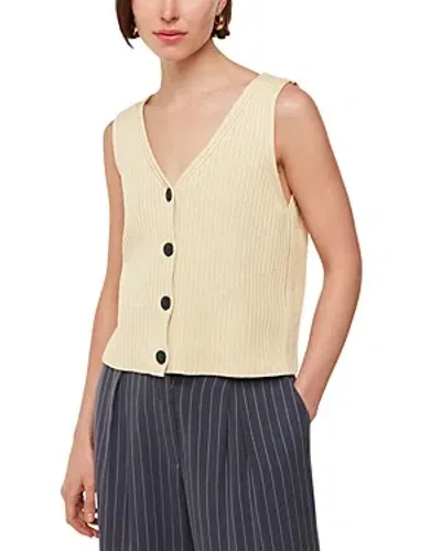 Whistles Button Front Sleeveless Knit Top In Butter