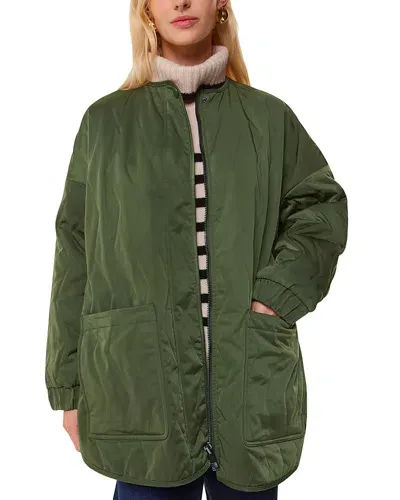 Whistles Esther Quilted Coat In Khaki