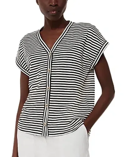 Whistles Jilly Stripe Button Front Top In Black/multi