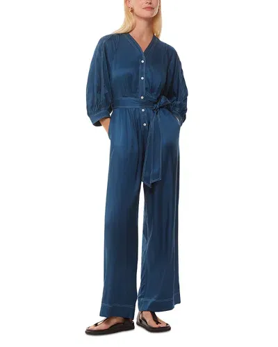 Whistles Mabel Topstitched Belted Jumpsuit In Blue