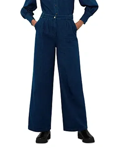 Whistles Nino Cotton Wide Leg Trouser Jeans In Denim